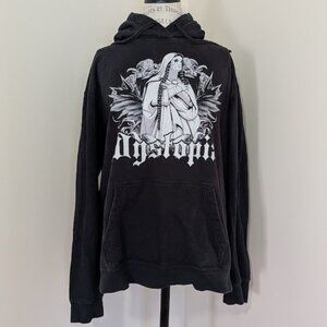 Dystophia graphic pullover kangaroo pockets
